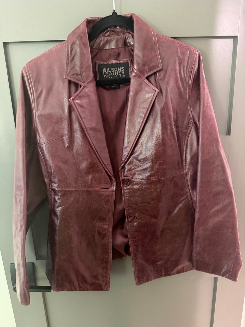 Wilsons Leather Women's Wine/Burgundy Leather Blazer Jacket